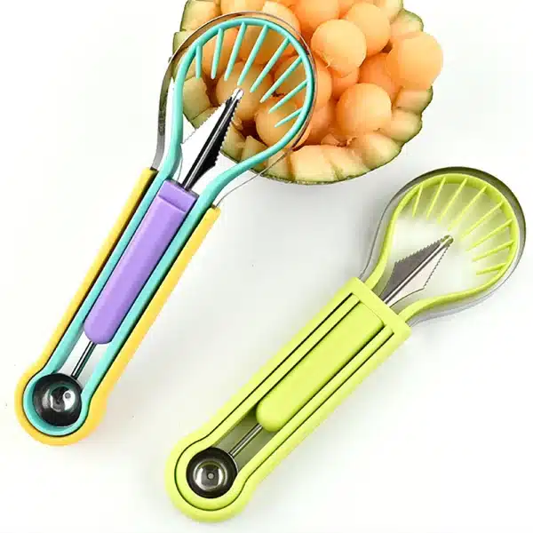 3 In 1 Fruit Ball Digger Carving Knife Kiwi Fruit Lemon Spoon Hami Melon Separating Cutter Portable Household Kitchen Gadget Set - Image 2