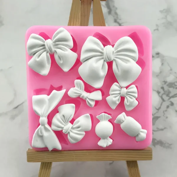 Cute Cartoon Bow Knot Resin Art Molds Silicone Fondant Mould Cake Decoration Tools Pastry Kitchen Baking Accessories Set