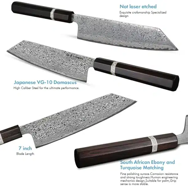 TURWHO 7 Inch Kiritsuke Knives Japanese Hand Forged Damascus Steel Professional Chef Knife Sashimi Cleaver Kitchen Cooking Tools - Image 5