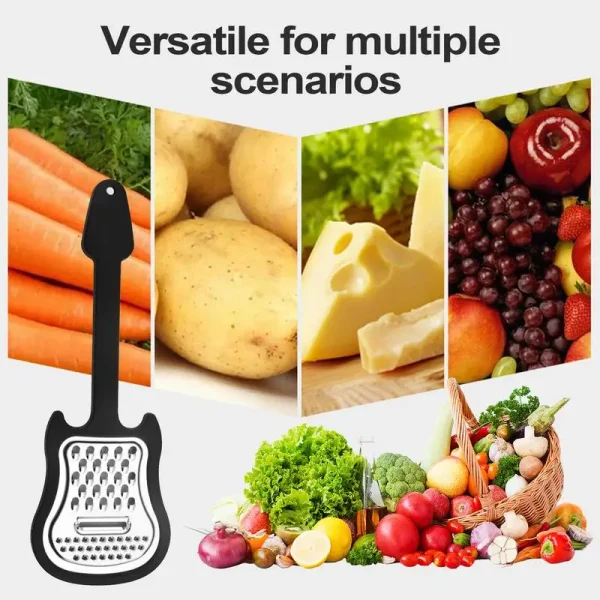 Handheld Fruit Grater Stainless Guitar Shape Metal Cheese Grater Comfortable Grip Kitchen Grater Fruit Pulp Crusher Gadgets - Image 5