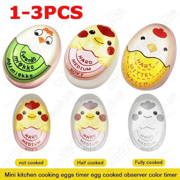 1-3PCS Boiled Egg Timer Color Changing Cute Boiled Egg Alarm Timer Yummy Soft Hard Boiled Egg Cooking Tool Mini Kitchen Gadget - Image 3