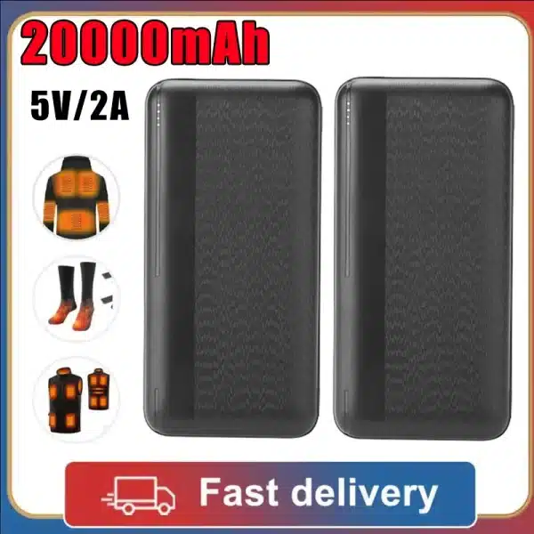 Powerbank 20000mAh 5V/2A Micro/Type-C Out Portable Fast Charger External Battery Pack For Heating Vest Jacket Scarf Socks Phone