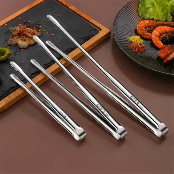 Stainless Steel Grill Tongs Food Clip BBQ Steak Clip Bread Tong Cooking Utensils Party Non-Slip Kitchen Gadgets Accessories