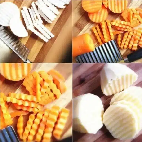 Stainless Steel Potato Chip Wavy Cutter Dough Vegetable Fruit Crinkle Wavy Knife Chopper Cutter French Fry Maker Kitchen Gadgets - Image 4