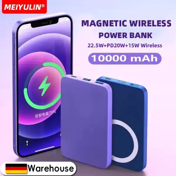 10000mAh Magnetic Wireless Power Bank Portable 5000mAh USB C Fast Charging External Battery Charger For IPhone 15 Xiaomi Samsung