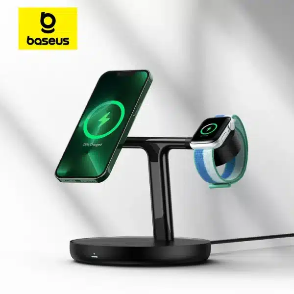 Baseus 3 in 1 20W Magnetic Wireless Charger Stand For Phone iPhone 15 14 Pro Airpods Apple Watch Fast Charging Station Holder