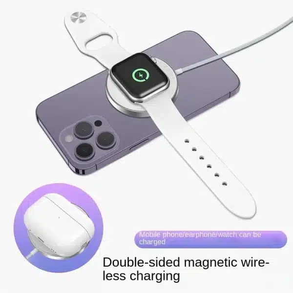 Magnetic 2 in 1 Double Sided Wireless Charger 18W Fast Charging for Apple Devices IPhone 15 14 13 12 Airpods IWatch 9/8