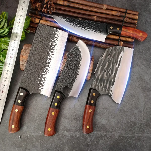 Stainless Steel Hand Forged Blade Chef Knife Wood Handle Butcher Boning Knife Cleaver Meat Chopping Vegetable Kitchen Knives