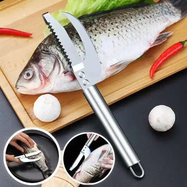 3 In 1 Stainless Steel Fish Scale Knife Sawtooth Peelers Scraping Boning Filleting Stomach Digger Scaler Kitchen Tools - Image 2