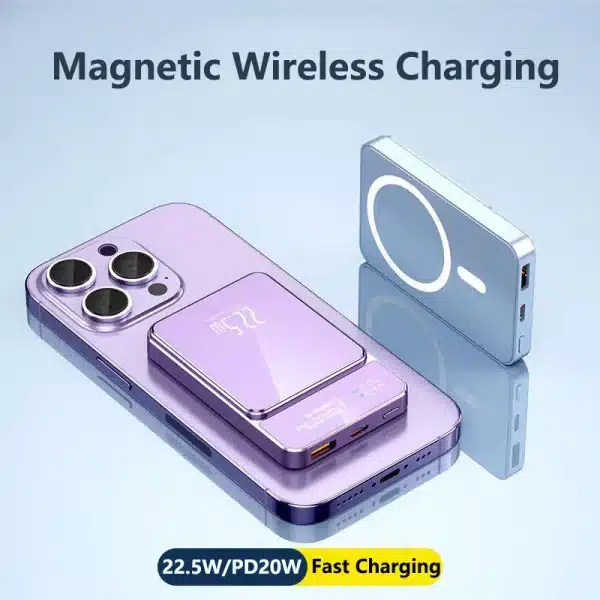 20000mAh Magnetic Wireless Charger Power Bank 22.5W Fast Charging for iPhone 15 14 13 12 11 Samsung Huawei Xiaomi Mini Powerbank