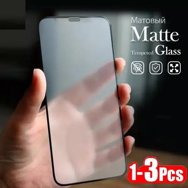 1-3Pcs Frosted Matte Screen Protector for iPhone X XS XR 11 12 13 mini 14 15 16 Pro Max Plus SE Tempered Glass Anti Fingerprint