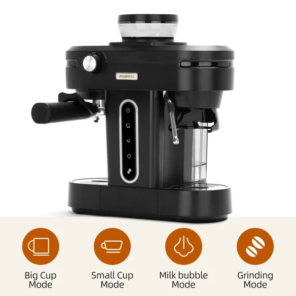Mcilpoog AC510 19Bar Semi Automatic Espresso Machine With Grinder & Steam Wand,3-in-1 Espresso Machine for Cappuccino or Latte. - Image 2