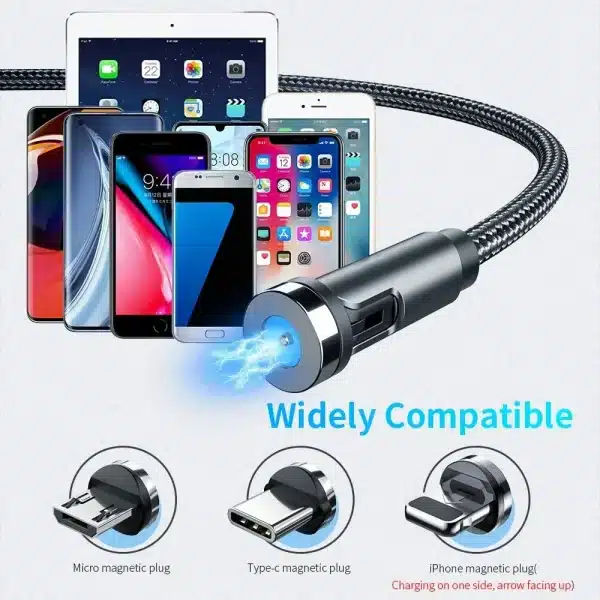 Rotating Magnetic Data Cable 540 Degrees Usb Fast Charge 3in1 Mobile Phone Charging Cable For Xiaomi Huawei Android Samsung Ipho - Image 6