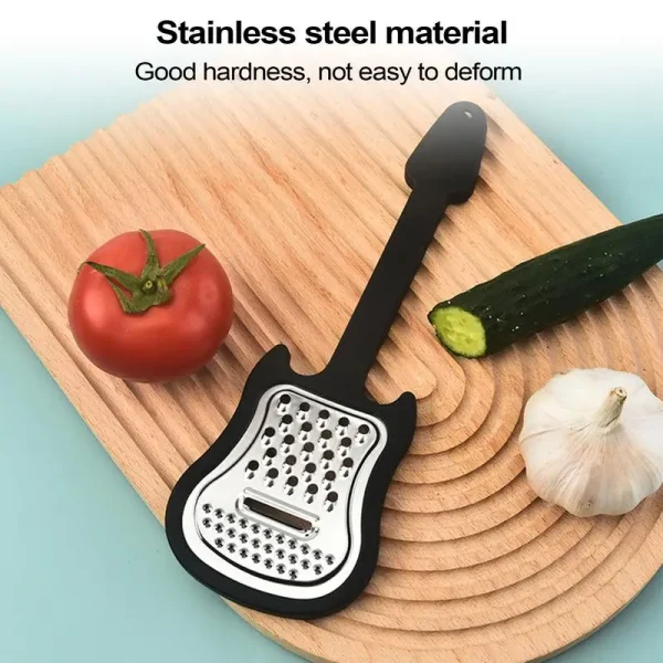 Handheld Fruit Grater Stainless Guitar Shape Metal Cheese Grater Comfortable Grip Kitchen Grater Fruit Pulp Crusher Gadgets - Image 2