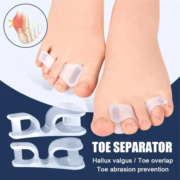 1pair Silicone Gel Straightener Two Hole Toe Separator Fingers Protector Bunion Adjuster Hallux Valgus Foot Care ﻿