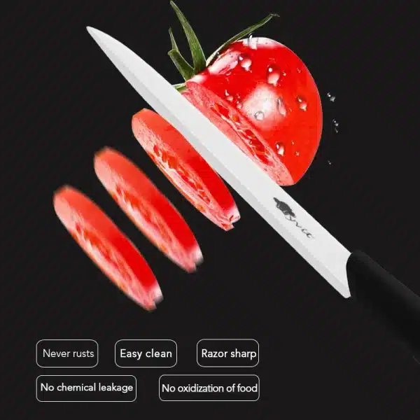 Ceramic Knives 3 4 5 6 inch Fruit Slicing Utility Chef Knife White Zirconia Blade Kitchen Knives with Vegetable Peeler - Image 2