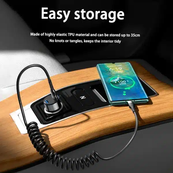 66W 5A USB Type C Data Cable 3A Micro USB Spring Pull Telescopic Fast Charging Cable for Sumsung Xiaomi POCO Huawei Honor LG - Image 2