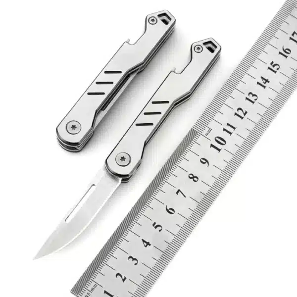 Mini outdoor stainless steel folding knife, portable express keychain, multifunctional portable kitchen fruit folding knife - Image 5