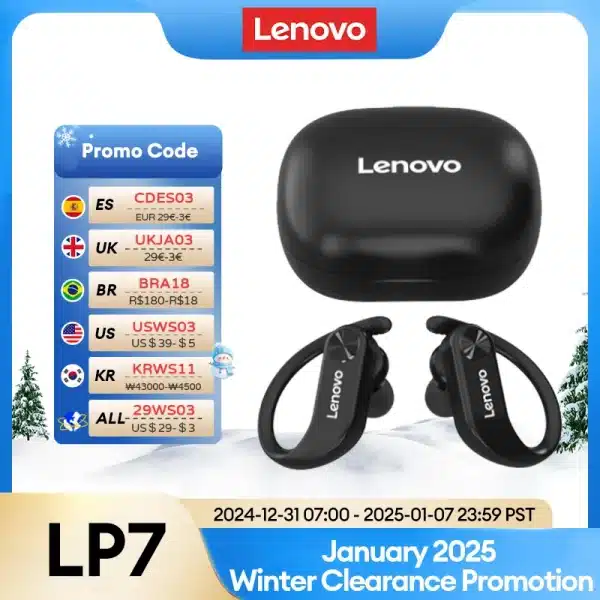 Lenovo Original LP7 TWS Headphones Wireless Earbuds Bluetooth Earphones Earpods Waterproof Headset Reduce Noise Music with Mic