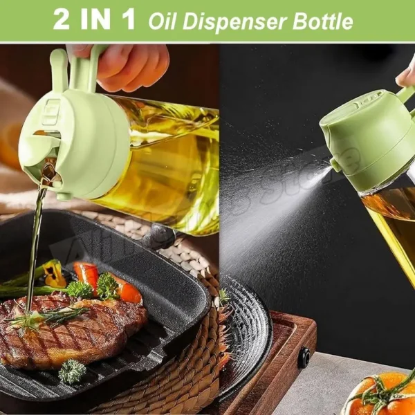 2pc Oil Sprayer Spray for 2 in 1 500ml Oil Sprayer & Pourer Plastic Spray Bottle Kitchen Gadget Sets Accessories for Camping BBQ - Image 2