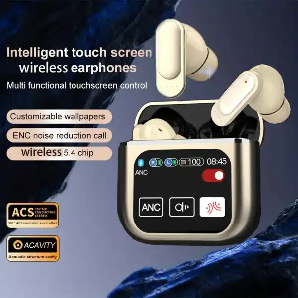 TWS Earbuds ANC Active Noise Cancellation Earphone With Touch Control LCD Screen Super Bass Premium Sound ENC Microphone SE-60