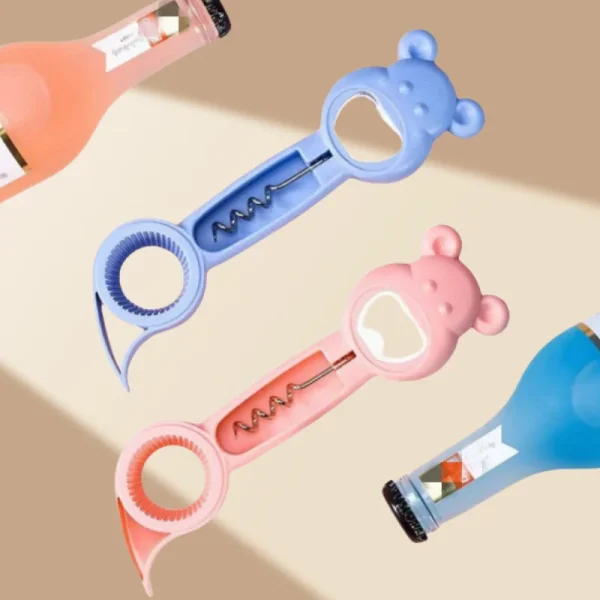4 In 1 Beer Bottle Opener Multi-purpose Beverage Jar Can Bottle Opener Plastic Corkscrew Dining Bar Gadgets Kitchen Tools