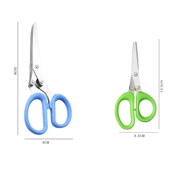 Multifunctional Muti Layers Stainless Steel Knives Kitchen Scissors Scallion Cutter Herb Laver Spices Onion Cook Cut Scissor - Image 4