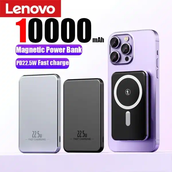 Lenovo Ultra Thin Magnetic Wireless Power Bank 10000mAh For Magsafe 22.5W Portable Fast Charging External Battery For iPhone