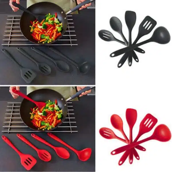 5 Pieces Silicone Heat Resistant Non Stick Kitchen Spatula Spoon Cooking Baking Tools Kitchen Utensils Gadgets Tool Set - Image 2