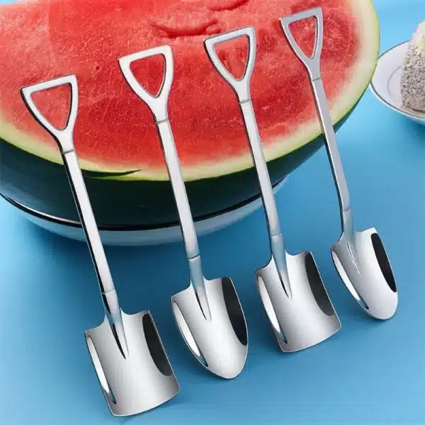 1/8pcs Shovel Spoons Creative Coffee Spoon Stainless Steel Ice Cream Dessert Watermelon Scoop Kitchen Tableware Gold Cutlery Set - Image 2