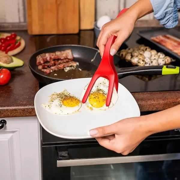 2 In 1 Silicone Grip Flip Tongs Egg Spatula Steak Shovel Clip Clamp Pancake Fried Cooking Tools Egg Turner Clip Kitchen Gadgets - Image 3