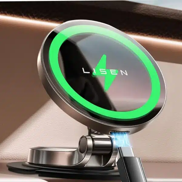 LISEN for Magsafe Car Mount Charger 15W Wireless Fast Charging Ultra Magnetic Car Phone Holder Dashboard for iPhone 15 Android