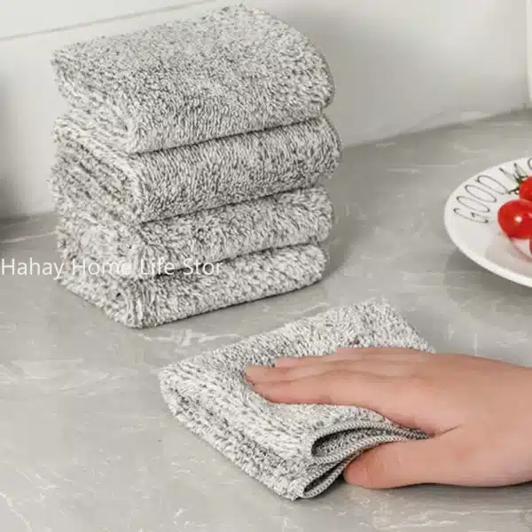 Kitchen Towel Cleaning Wiping Tools Kitchen Tools And Gadgets Kitchen Accessories Tools Bamboo Charcoal Dishcloth Microfiber - Image 2