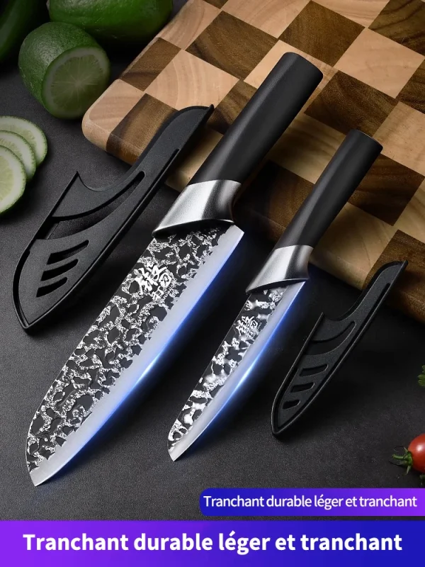 Forged Kitchen Knife Sharp Household Santoku Knife Suitable for Cutting Meat and Vegetables Kitchen Tool