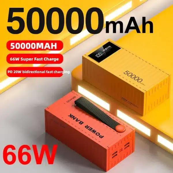 66W 50000mAh Power Bank Container Super Fast Charging Portable Powerbank for Huawei iPhone14 Xiaomi External Battery Charger New