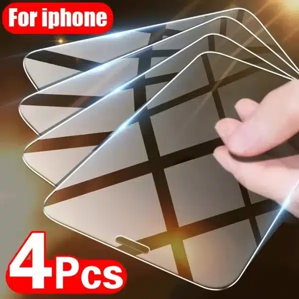 4Pcs Tempered Glass for IPhone 16 13 11 12 14 15 Pro Max Mini Screen Protector for IPhone 16 14 15 7 8 Plus X XR XS MAX SE Glass