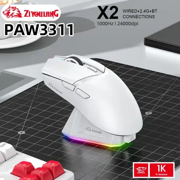 X2 Gaming Mouse RGB Magnetic Charger Wireless,24000DPI,1K Return Bluetooth Tri-Mode Connection,PAW3311 Macro Game Mouse - Image 2