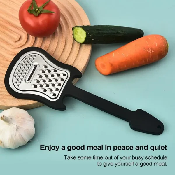 Handheld Fruit Grater Stainless Guitar Shape Metal Cheese Grater Comfortable Grip Kitchen Grater Fruit Pulp Crusher Gadgets - Image 3