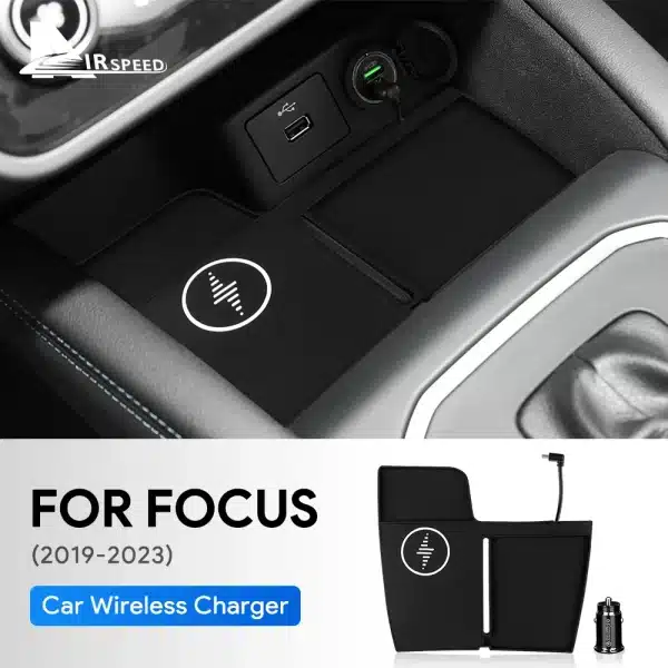 15W Car Wireless Fast Charging Holder For Ford Focus 2019 2020 2021 2022 2023 Mobile Phone Charger Board Trim Accessories