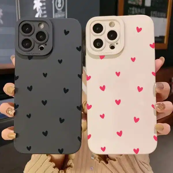 Black Love Heart Silicone Phone Case For Samsung Galaxy A14 A34 A54 A33 A53 A05 A13 A52 S24 S23 Ultra S22 Plus S21 FE Soft Cover