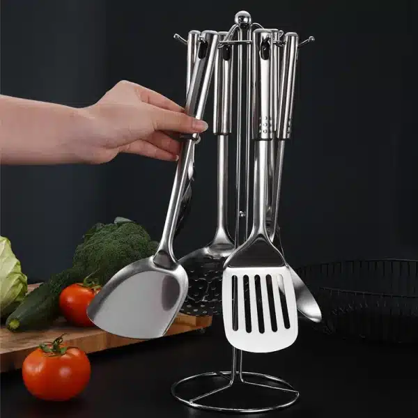 Kitchen Stainless Steel Cooking Spatula Shovel Colander Kitchenware Pots Set Utensils Rice Soup Spoon Cookware Accessories New - Image 4