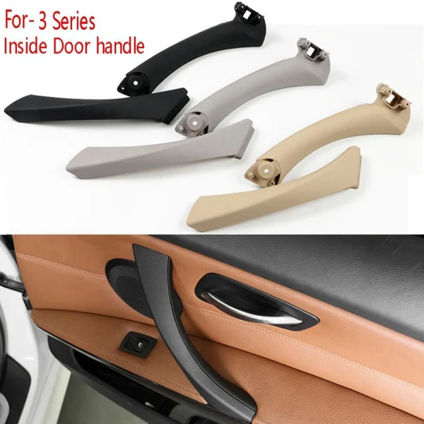 Car Right Interior Door Pull Handle with Cover Trim Replacement for- 3 Series E90 E91 E92 2004-2012 Black - Image 2