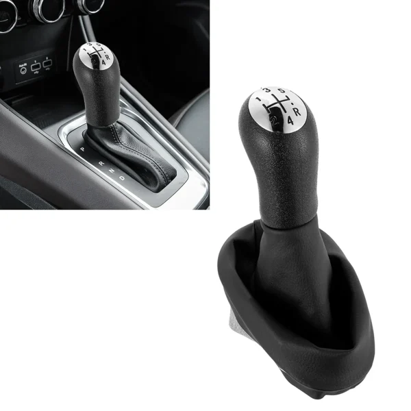 5 Speed Gear Shift Knob Car Parts with Gaiter Boot Cover Leather Handleball For Renault Interior Replacement Parts Accessories