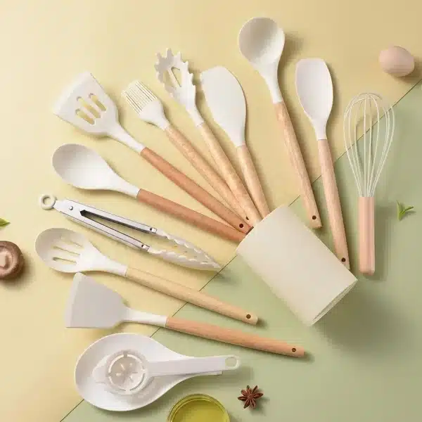 Kitchen Kit 12 Pieces Silicone Food Grade Utensils Cooking Sets Turner Spatula Measuring Spoon Practical Cookware Tool Kitchenwa - Image 3