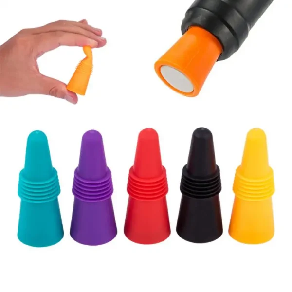 Silicone Wine Bottle Stopper Set Whiskey Accessories Leak Proof Beer Champagne Bottle Stopper Wine Cork Lid Kitchen Accessories - Image 3