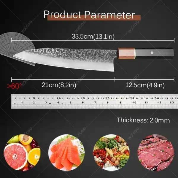 Forged Meat Cleaver Japanese Chef Knife Cutting Meat Stainless Steel Kitchen Knife Sharp Vegetable and Fruit Slicing Knife - Image 2