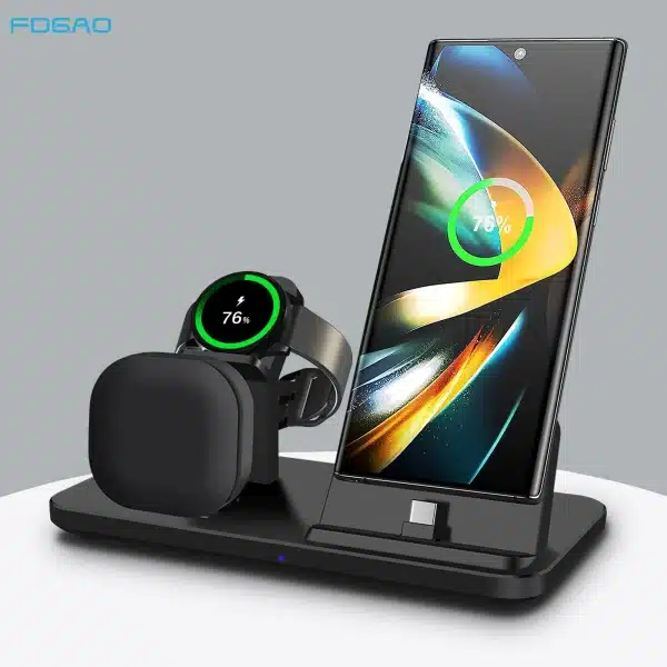 3 In 1 15W Fast Wireless Charger Stand For Samsung S24 S23 S22 S21 Samsung Galaxy watch 7 6 5 4 Buds 2/Pro Charging Station