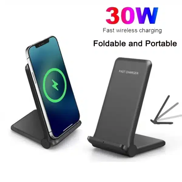 30W Wireless Charger Stand Holder Induction Fast Charging Pad for Samsung S21 Galaxy For iPhone 14 13 12 for Xiaomi Phone Holder