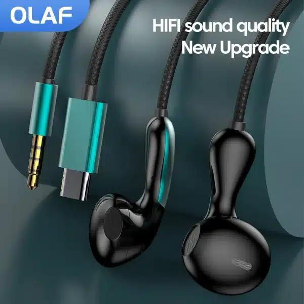 3.5MM Wired Earphones Type C In-Ear Headphones HiFi Handsfree Earbuds Noise Reduction Headset With Mic For Samsung Xiaomi Huawei