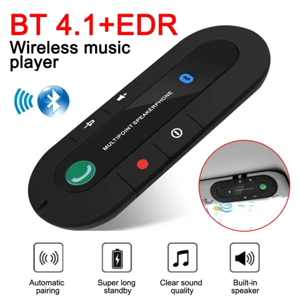 Speakerphone 4.1+EDR Wireless Bluetooth-compatible Handsfree Car Kit Speaker MP3 Music Player Car Charger Receiver